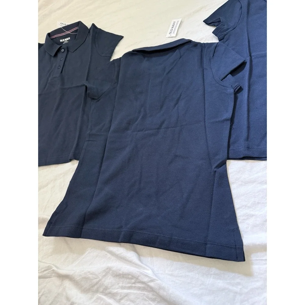Old Navy School Uniform Shirts Blue Girls Size S 6-7 Navy 3pack NWT